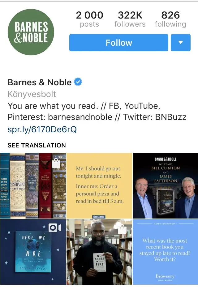 Megnyerő Instagram tartalom példa